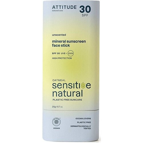 Attitude Sunly Gezichtszonnebrandstick SPF30 Gevoelige Huid Parfumvrij