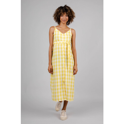 Brava Fabrics dames vegan Jurk Lorena Strap Citroengeel