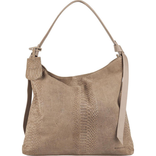 BURKELY Eline - Hobo tas - Suède met anaconda print - Taupe
