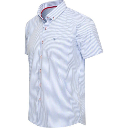 Cappuccino Italia Bronte Stretch - Heren Overhemd Korte Mouw - Blauw - Maat L