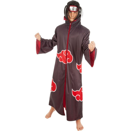 CHAKS Naruto Itachi kostuum - Gewaad met hoofdband - Kledingmaat L - Zwart