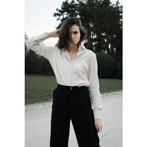 CharlieMary dames vegan Wijde Pijpen Broek Gabardine Zwart