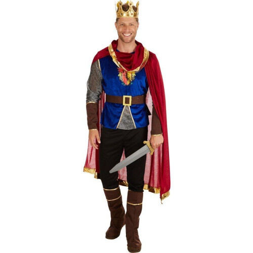 Dressforfun Herenkostuum koning M - Verkleedkleding - Shirt met wapenschild en broek - Rood