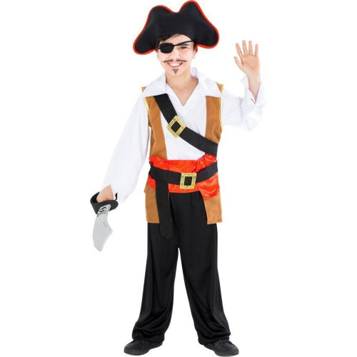 dressforfun - Jongenskostuum kapitein eenogige Ole 104 - Piratenpak met hoed en riem - (3-4 jaar)