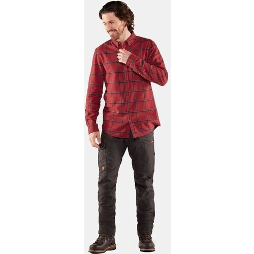 Fjällräven Övik Comfort Flannel Shirt Donkerrood/Marineblauw
