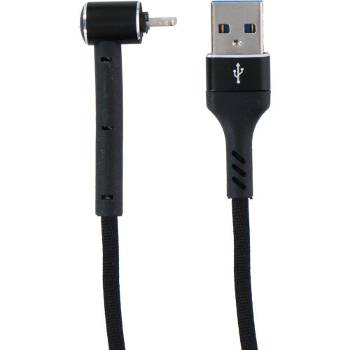 Grundig USB-Kabel - USB-A naar Lightning - Compatibel met iPhone en iPad - 3-in-1: Opladen, Synchroniseren en Telefoonstandaard - 1 Meter - Zwart