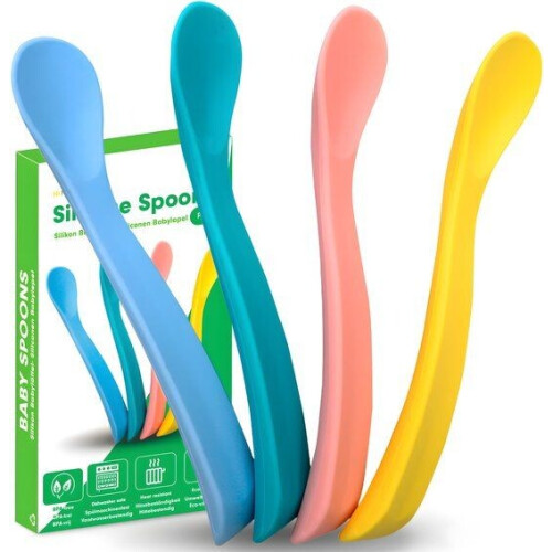 HI NATURE™ Baby lepeltjes - Siliconen babylepel - 100% BPA vrij - 4 stuks (4 stuks)