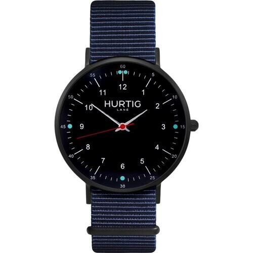 Hurtig Lane dames vegan Horloge Moderna Nato Zwart & Oceaanblauw