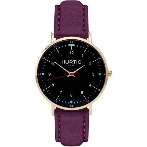 Hurtig Lane dames vegan Horloge Moderna Suède Goud Zwart & Bessenpaars