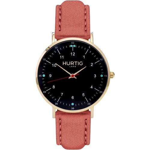 Hurtig Lane dames vegan Horloge Moderna Suède Goud Zwart & Koraal