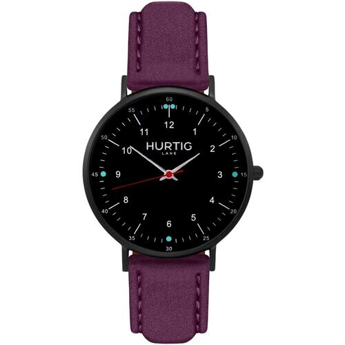 Hurtig Lane dames vegan Horloge Moderna Suède Zwart & Bessenpaars