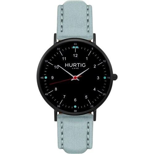 Hurtig Lane dames vegan Horloge Moderna Suède Zwart & Hemelsblauw