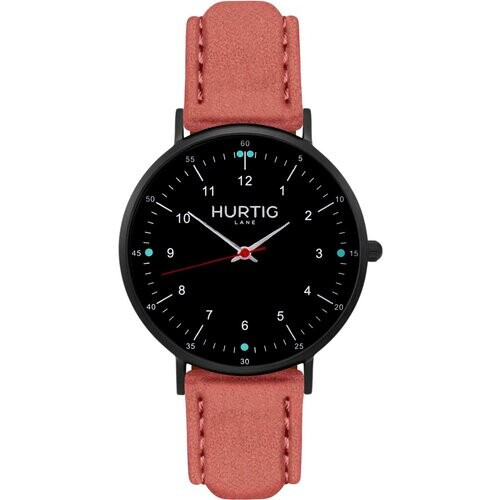 Hurtig Lane dames vegan Horloge Moderna Suède Zwart & Koraal