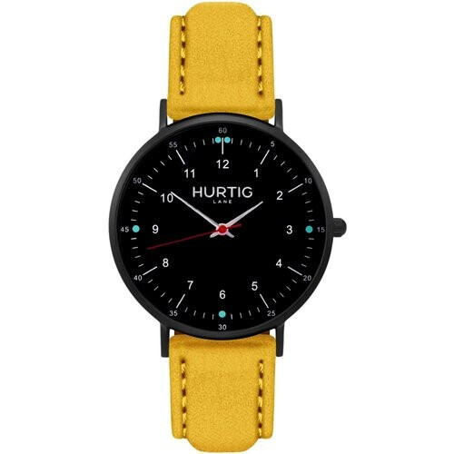 Hurtig Lane dames vegan Horloge Moderna Suède Zwart & Mosterdgeel