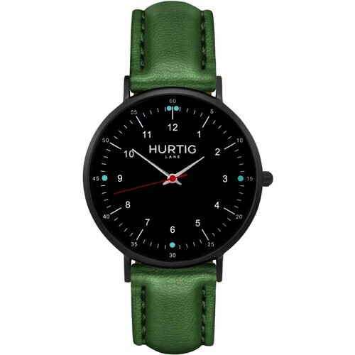 Hurtig Lane dames vegan Moderna Horloge All Black & Groen