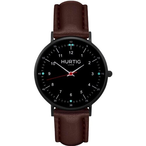 Hurtig Lane dames vegan Moderna Horloge All Black & Kastanje