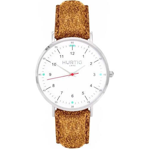 Hurtig Lane dames vegan Moderna Tweed Horloge Zilver, Wit & Camel