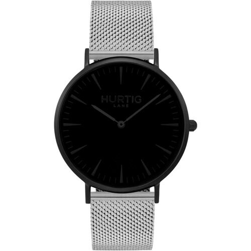 Hurtig Lane mannen vegan Horloge Lorelai Zwart & Zilver Roestvrij Staal