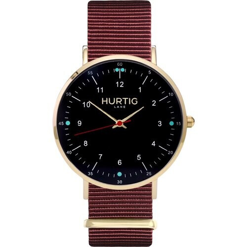 Hurtig Lane mannen vegan Moderna Nato Horloge Goud, Zwart & Donkerrood