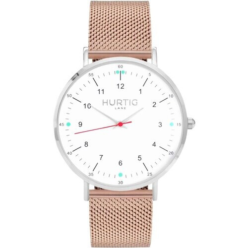 Hurtig Lane mannen vegan Moderna Stalen Horloge Zilver, Wit & Rosé