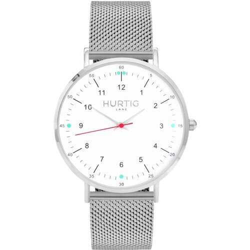 Hurtig Lane mannen vegan Moderna Stalen Horloge Zilver, Wit & Zilver