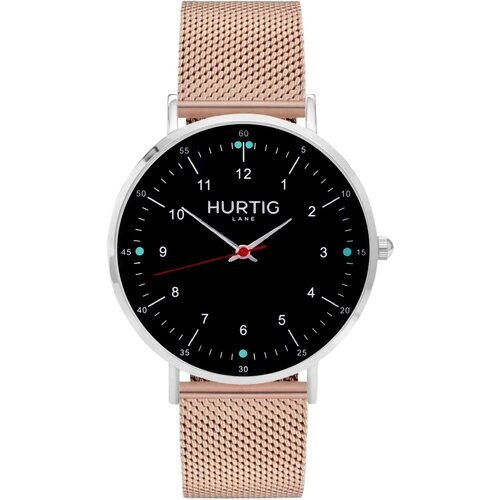 Hurtig Lane mannen vegan Moderna Stalen Horloge Zilver, Zwart & Rosé