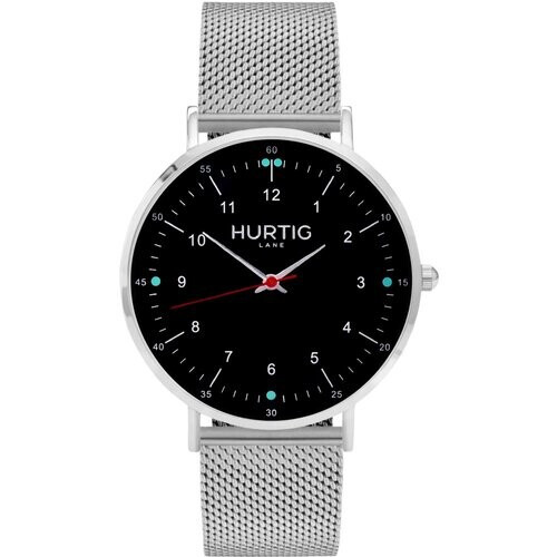Hurtig Lane mannen vegan Moderna Stalen Horloge Zilver, Zwart & Zilver