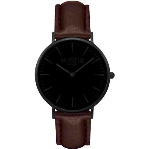 Hurtig Lane mannen vegan Mykonos Horloge All Black & Kastanje