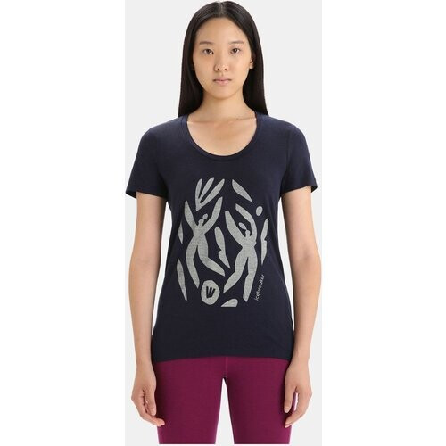 icebreaker Tech Lite II Scoop Nature Celebration T-shirt Dames Donkerblauw