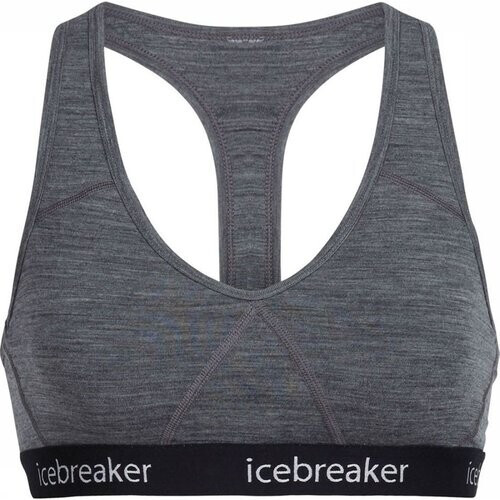 icebreaker W Sprite Racerback Bra Donkergrijs Mengeling/Zwart