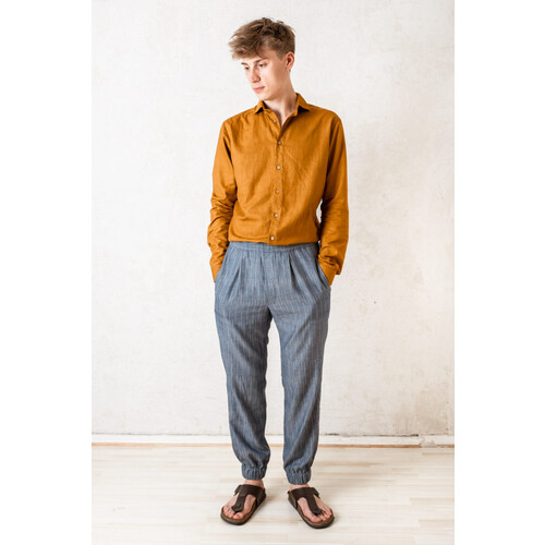 Jyoti Fair Works mannen vegan Broek Bhumi Krijtstreep Grijs
