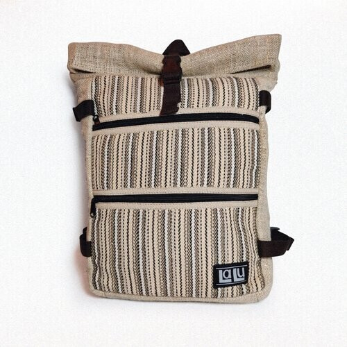 LaLu Products mannen vegan Rugzak Basanti Stripe Beige