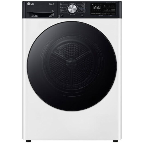 LG RH90V9LVEN - Warmtepompdroger - 9 kg - 62 dBA - Auto cleaning condensor - Wit met zwart getinte glazen deur