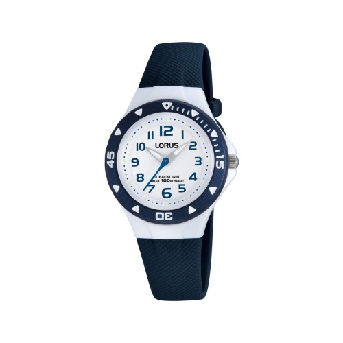 Lorus Young RRX43CX9 - Kinder Horloge - Lichtfunctie - Wit/Blauw - 30 mm