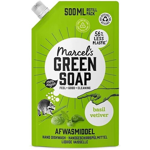 Marcel's Green Soap Afwasmiddel Basilicum & Vetiver gras Refill