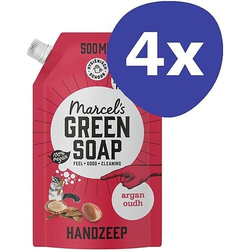 Marcel's Green Soap Handzeep Argan & Oudh Refill Stazak Multipack x4
