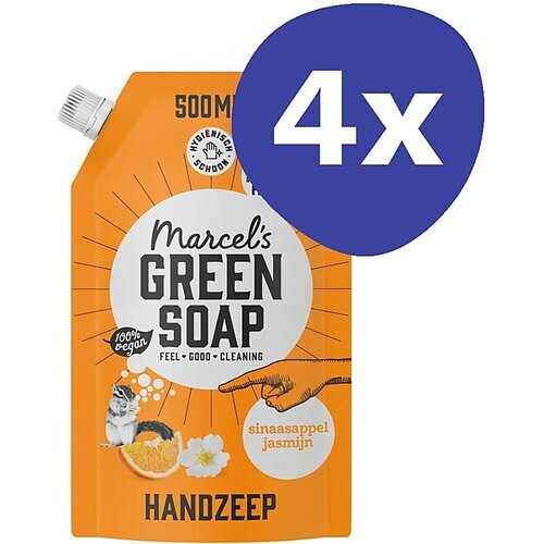 Marcel's Green Soap Handzeep Sinaasappel & Jasmijn Stazak Multipack x4