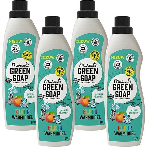 Marcel's Green Soap Kleur Wasmiddel Perzik & Jasmijn Multipack x4