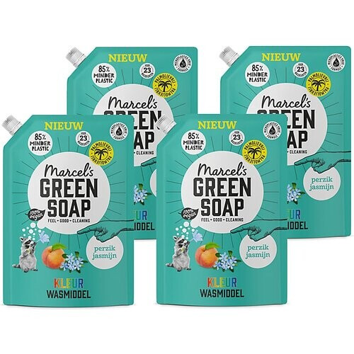 Marcel's Green Soap Kleur Wasmiddel Stazak Perzik & Jasmijn 4x 1L