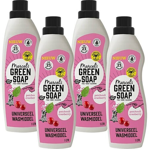 Marcel's Green Soap Wasmiddel Patchouli & Cranberry Multipack x4