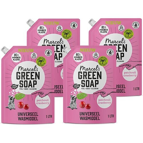 Marcel's Green Soap Wasmiddel Stazak Patchouli & Cranberry 4x 1L