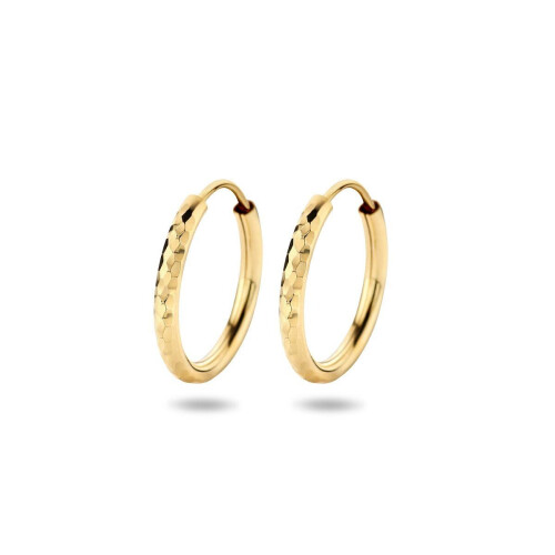Marie Celeste - Oorringen ronde buis gediamanteerd - 16 mm - Goud