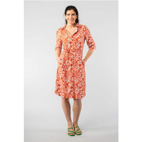 Marjolein Elisabeth dames vegan Jurk Merel Bloemen Rood