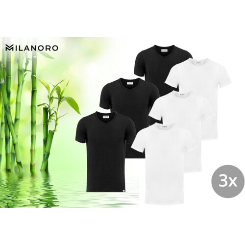 Milanoro - Bamboe T-shirts - Slim fit - Wit (3-pack)