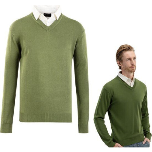 Milanoro Herenpullover - Overhemdkraag - Groen - M