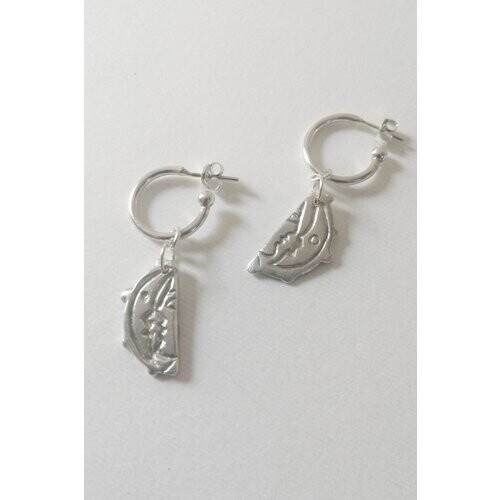 Nouare Jewelry dames vegan Oorbellen Halve Maan Zilver