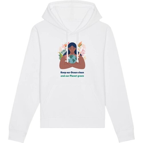 Oat Milk Club dames vegan Unisex Hoodie Green Planet - Wit