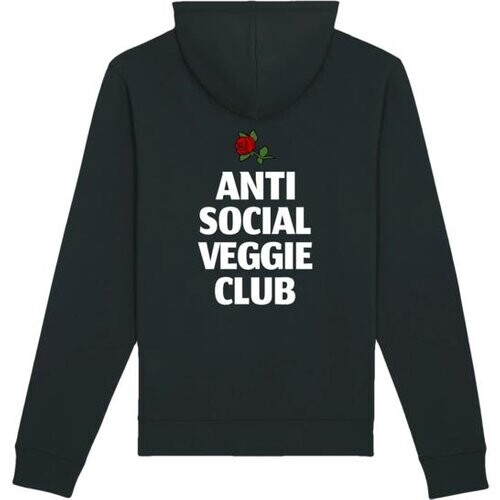 Plant Faced Clothing dames vegan Hoodie Anti Social Veggie Club Zwart