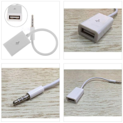 Refurbished 3.5mm Male AUX Audio Plug Jack To USB 2.0 Female Cable