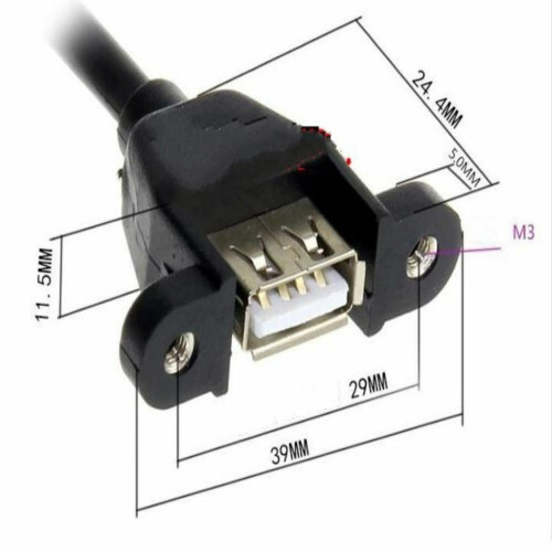Refurbished 9Pin To Screw Mount Dual USB Type A Female Cable,50CM